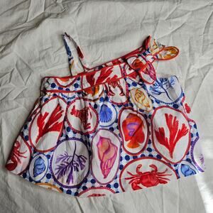 Janie and Jack Girl White Ocean Icon Bow Shoulder Top size 6 to 12 months